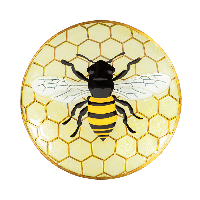 18" Glass Bird Bath, Bee,2gb781