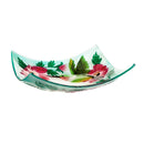 16.5" Hand Painted Embossed Square Glass Bird Bath, Hummingbird duo,2gb833