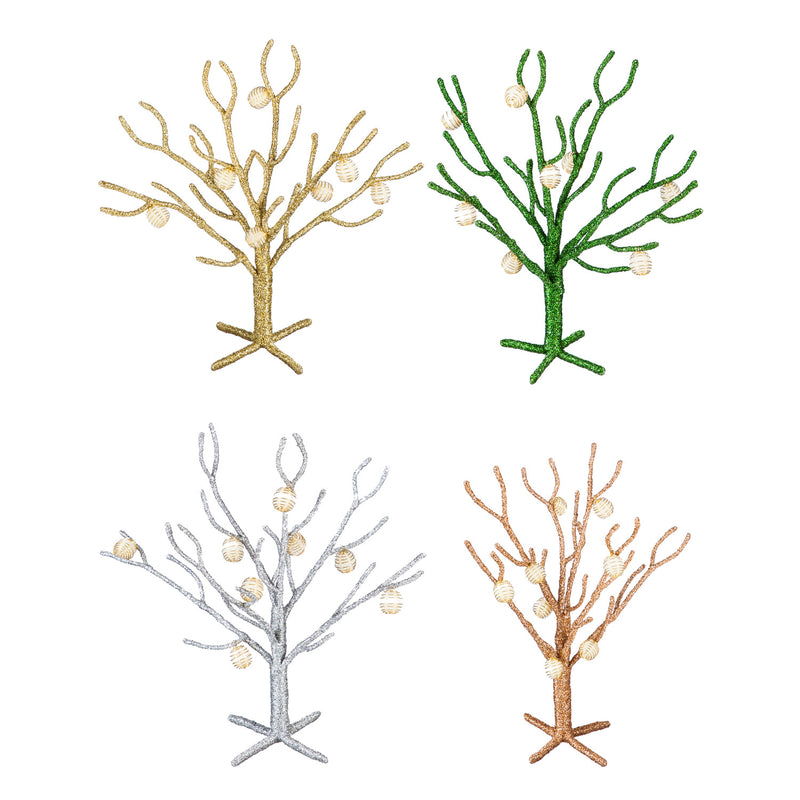 12'' Holiday Metal Tree Table Decor, 4 ASST,2gms003