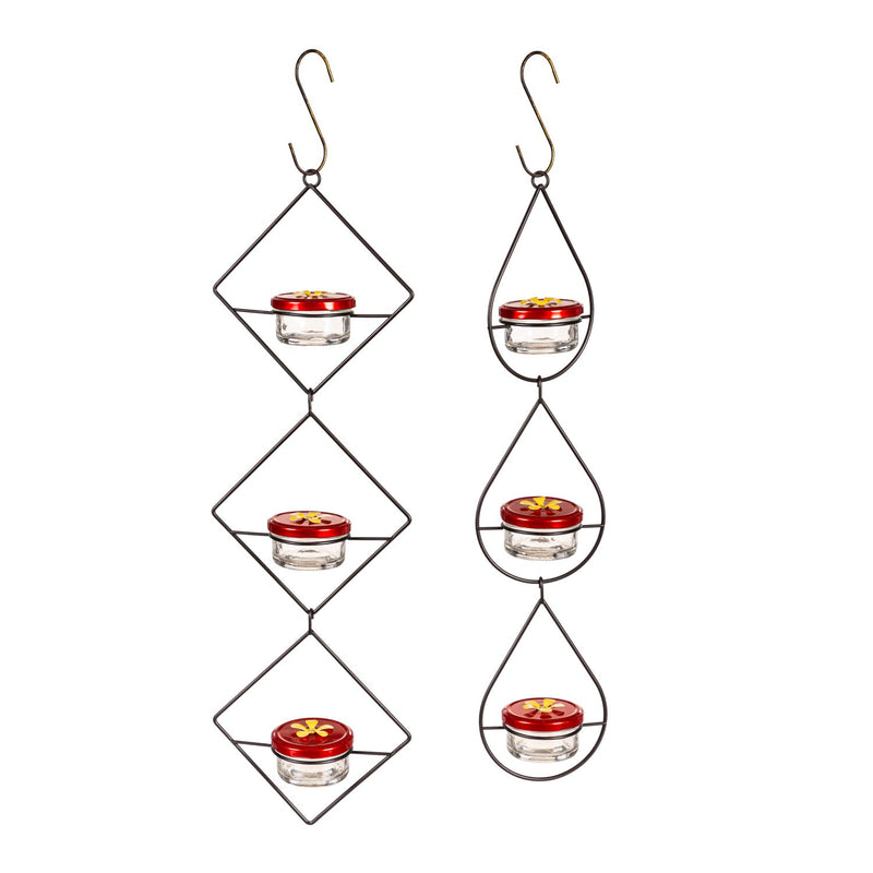 Evergreen Bird Feeder,Hanging Three Tier Hummingbird Feeder, Set of 2,6.3x2.95x20.47 Inches