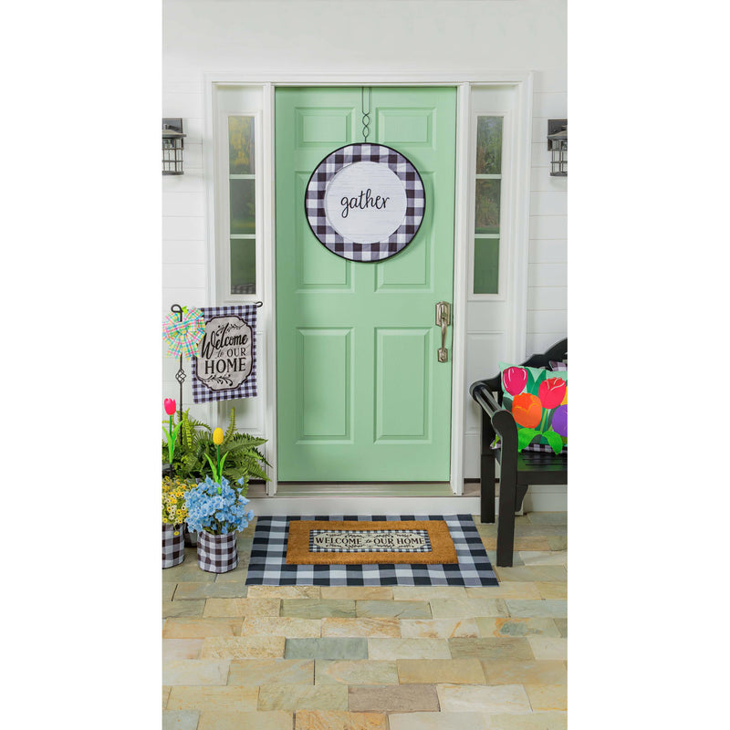Evergreen Door Decor,Buffalo Check Sassafras Switchable Door Décor Frame,24x0.25x24 Inches