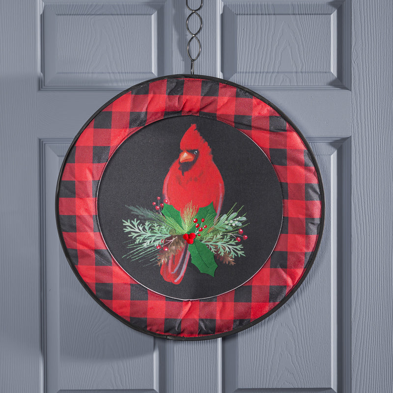 Evergreen Door Decor,Red and Black Buffalo Check Sassafras Switchable Door Décor Frame,24x24x0.25 Inches