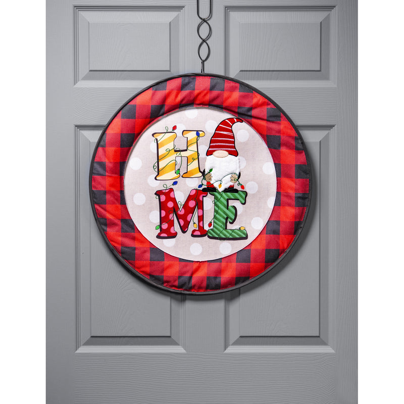 Evergreen Door Decor,Red and Black Buffalo Check Sassafras Switchable Door Décor Frame,24x24x0.25 Inches