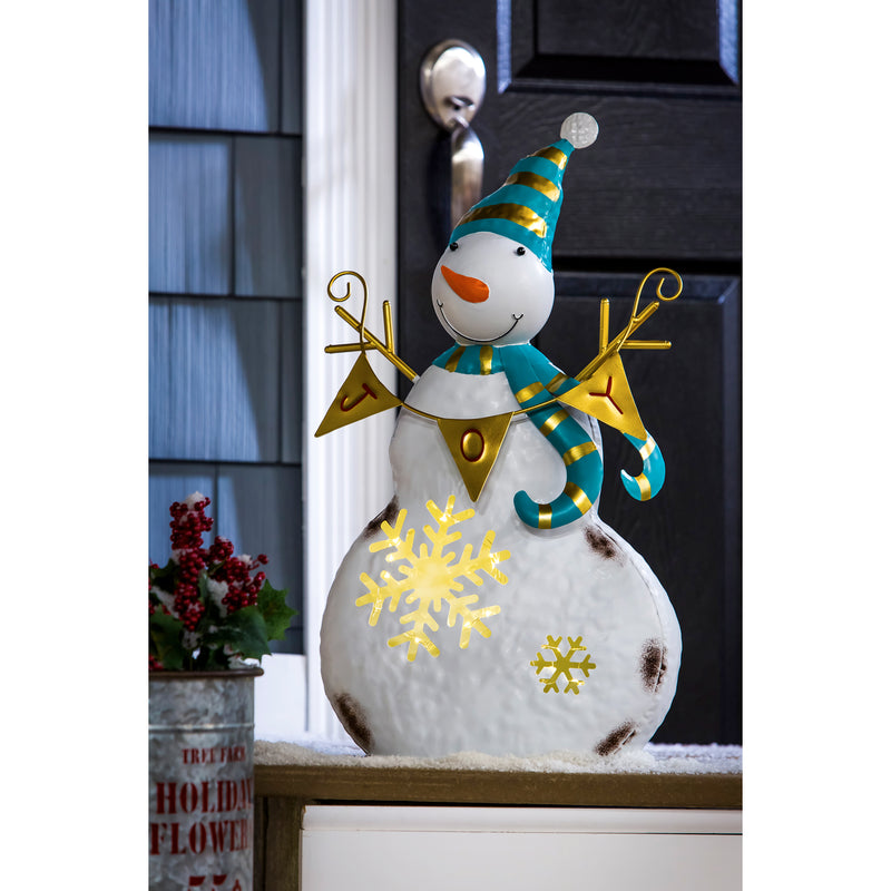 Evergreen Joy Banner Battery Operated LED Metal  Snowman, 5.1'' x 3'' x 3'' inches