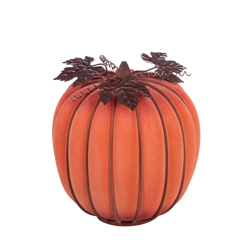Evergreen LED Battery Operated Glass Pumpkin, Set of 2, Orange Mist Finish, 11.8'' x 3.5'' x 3.5'' inches