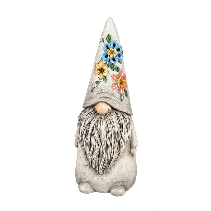 Evergreen Battery Operated LED Gnome and Florals Garden Statuary, 2 Assorted., 11.8'' x 1.1'' x 1.1'' inches
