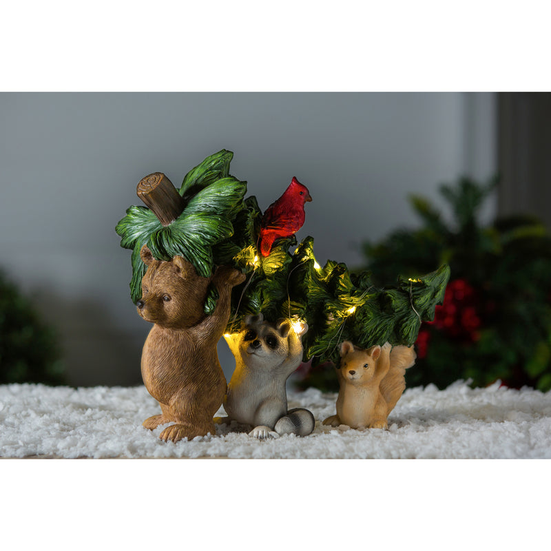 12" Solar Woodland Friends Garden Statuary,2la1831