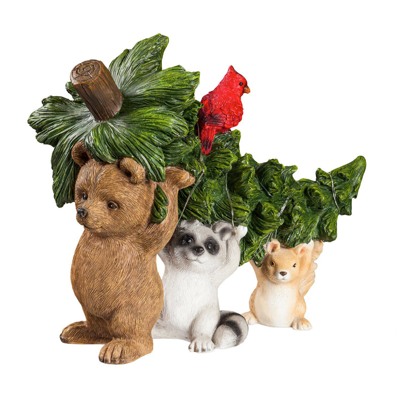12" Solar Woodland Friends Garden Statuary,2la1831