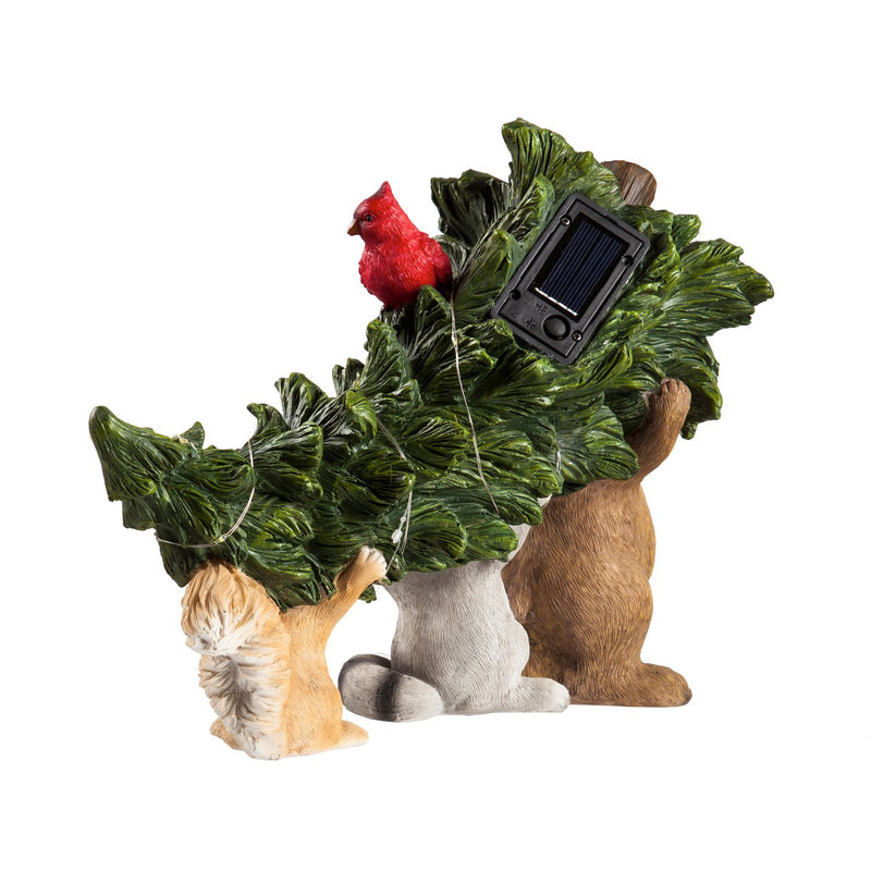 12" Solar Woodland Friends Garden Statuary,2la1831