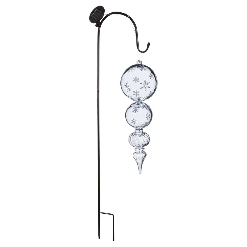 25"H Solar Shatterproof Ornament with Shepherd's Hook Garden Stake, Silver,2la2070