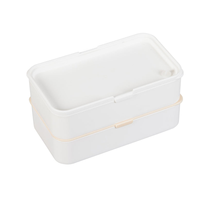 Cypress Home White Two-Layer Divided Lunch Box with Utensils