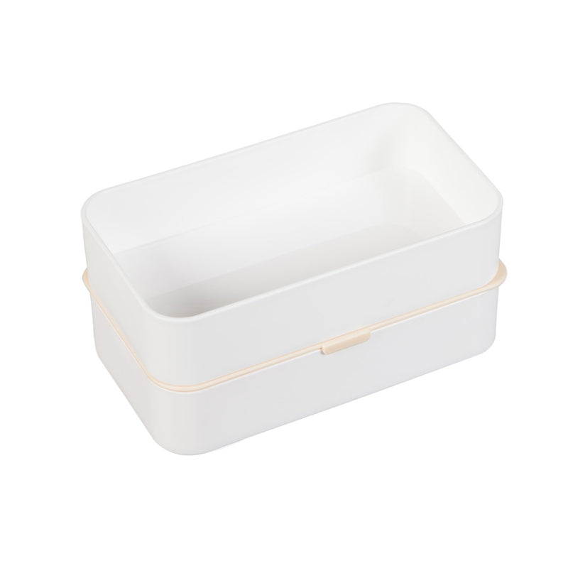 Cypress Home White Two-Layer Divided Lunch Box with Utensils