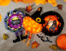 Pumpkins with Dangle Bats Lighted Deco Mesh Door Decor,2msh2582bl