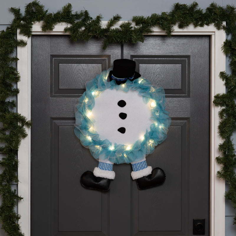 Holiday with Dangle Legs Lighted Deco Mesh Door Decor,2msh2613bl