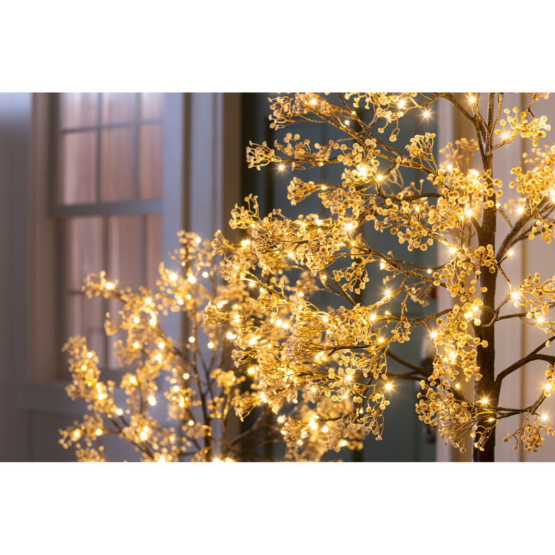 Indoor/Outdoor Electric Lighted Faux Gypsophila Twig Tree, 4' Tall, 7.09"x7.09"x48"inches