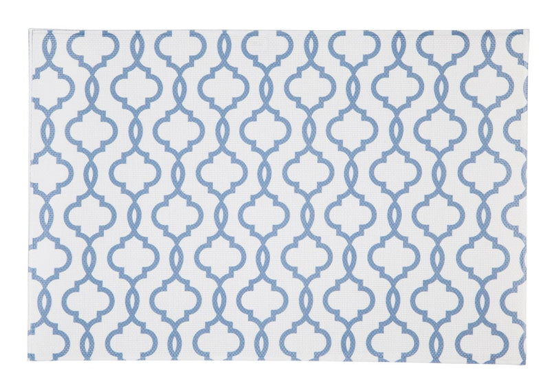 Woven Vinyl PVC Placemat, Blue Pattern, Set of 4, 11.8'' x 17.8'' x 0.16'' inches
