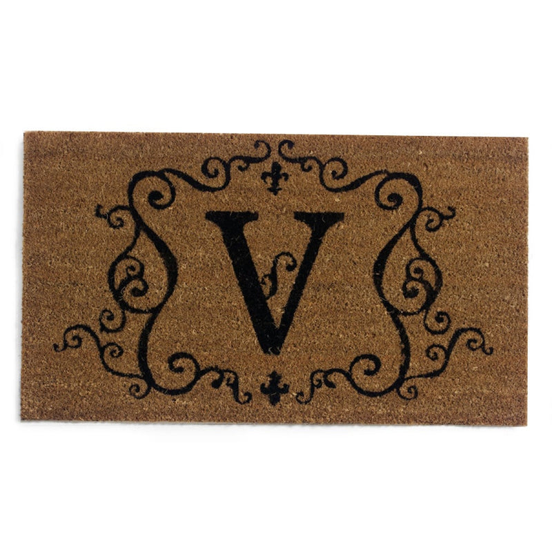 Evergreen Floormat,Coir Insert, Monogram "V",0.4x28x16 Inches