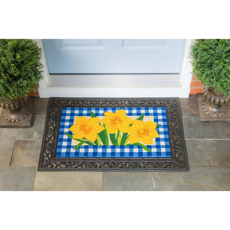 Evergreen Floormat,Buffalo Check Daffodils Coir Mat,28x0.56x16 Inches