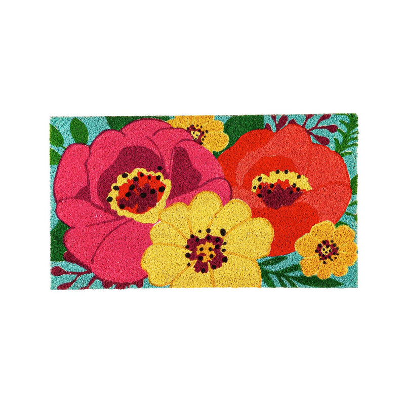 Large Floral Coir Mat, 28"x0.56"x16"inches