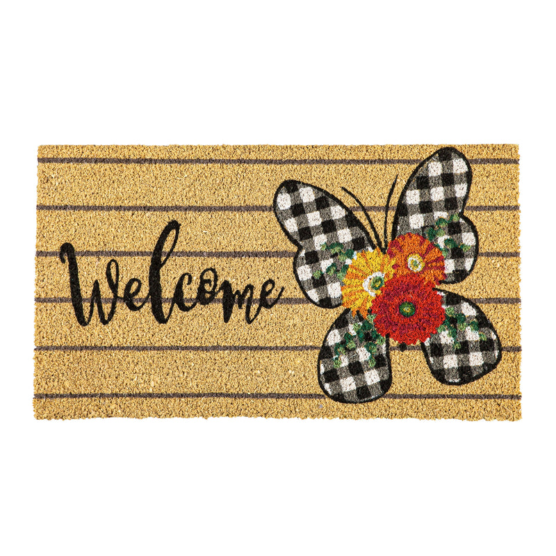 Evergreen Floormat,Buffalo Check Butterfly Coir Mat,28x0.56x16 Inches