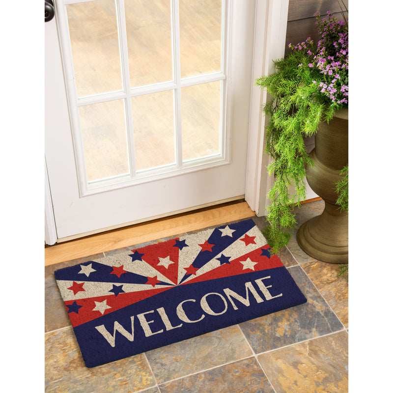 Evergreen Floormat,Patriotic Welcome Coir Mat,28x16x0.56 Inches