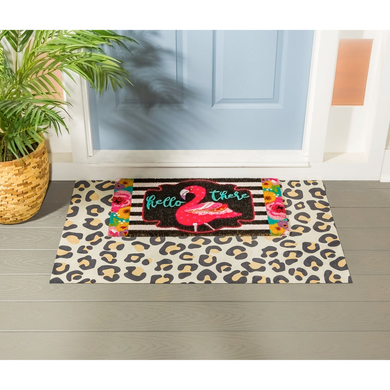 Flamingo Stripes and Flowers Coir Mat,2rm1121
