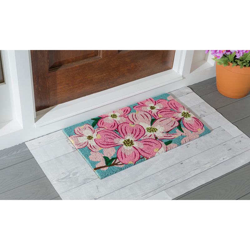 Evergreen Floormat,Dogwood Blossoms Coir Mat,0.56x28x16 Inches