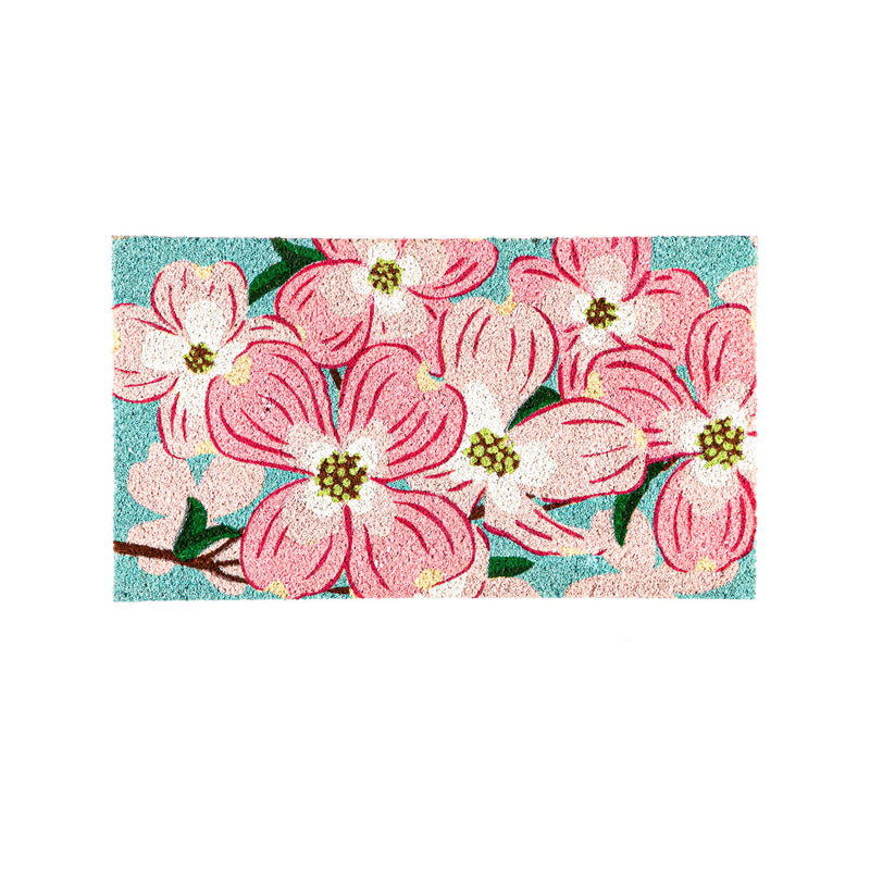 Evergreen Floormat,Dogwood Blossoms Coir Mat,0.56x28x16 Inches
