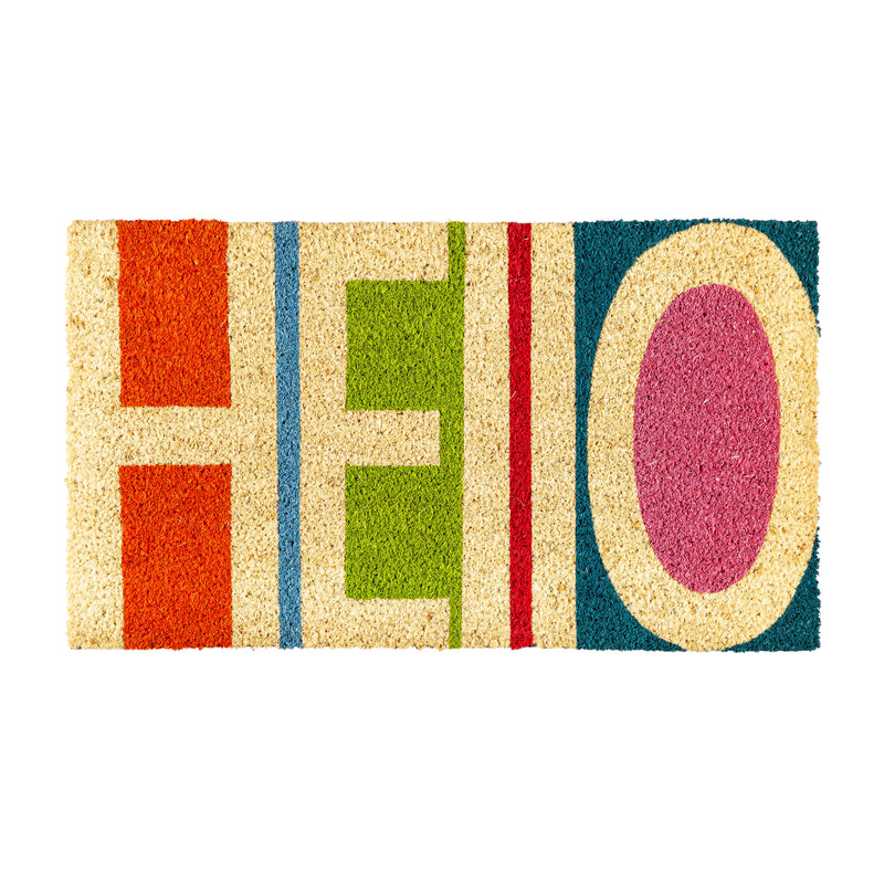 Evergreen Floormat,Colorful Hello Coir Mat,0.56x28x16 Inches