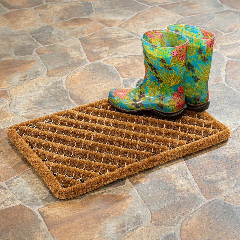 Evergreen Floormat,Natural Coir Vertical Boot Scraper Mat, 2 Asst,23.62x0.87x15.75 Inches