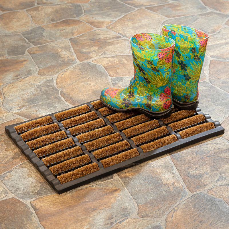 Evergreen Floormat,Natural Coir Vertical Boot Scraper Mat, 2 Asst,23.62x0.87x15.75 Inches