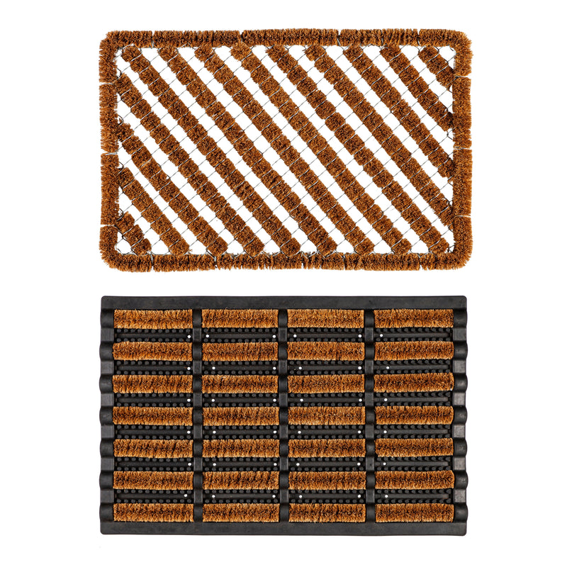 Evergreen Floormat,Natural Coir Vertical Boot Scraper Mat, 2 Asst,23.62x0.87x15.75 Inches