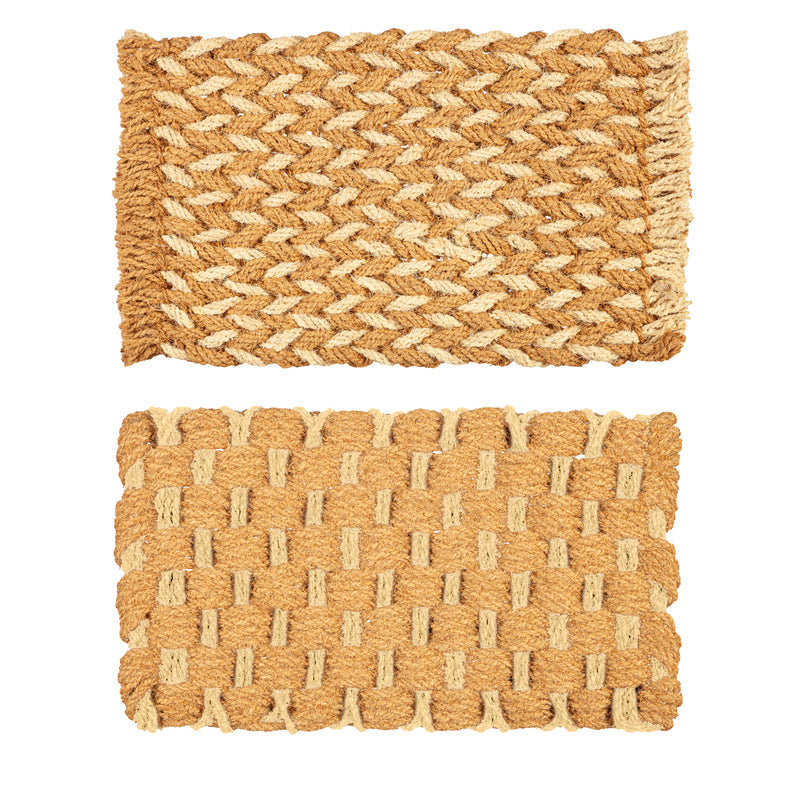 Evergreen Floormat,Braided and Woven Coir Mat, 2 Asst,30x1x18 Inches