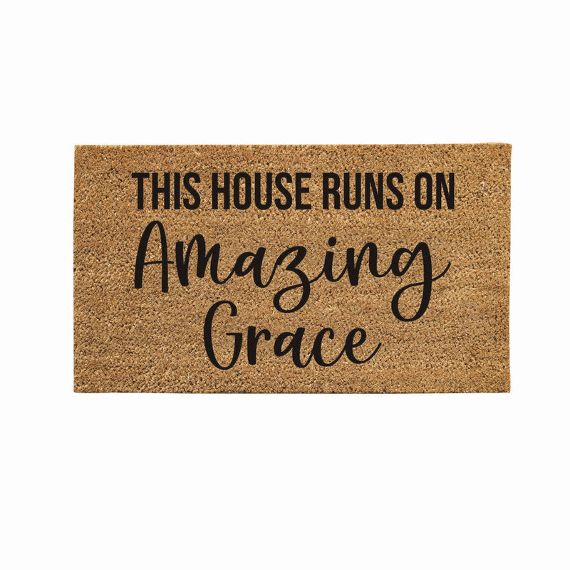 Evergreen Floormat,This House runs on Amazing Grace Coir Mat,28x0.56x16 Inches