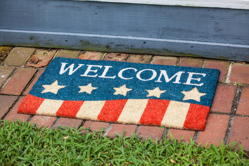 Evergreen Floormat,Patriotic Stripes Coir Mat,28x16x0.56 Inches