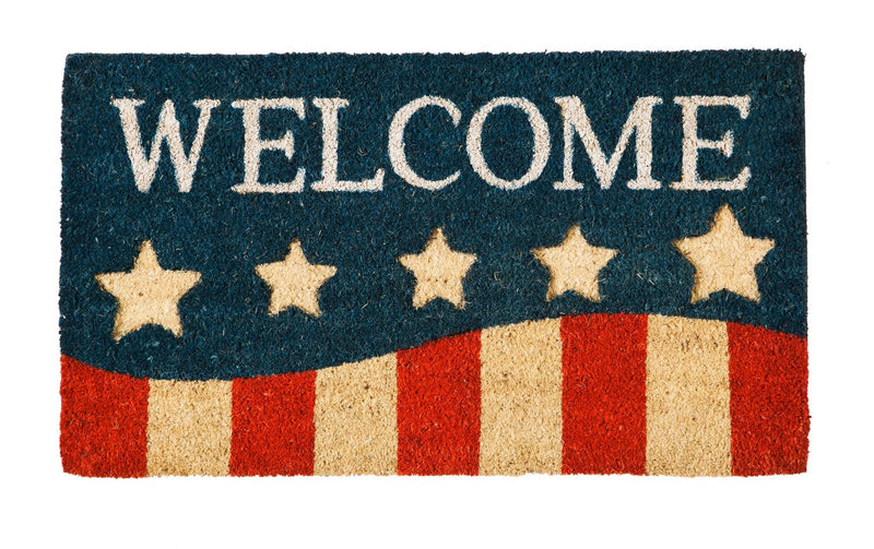 Evergreen Floormat,Patriotic Stripes Coir Mat,28x16x0.56 Inches