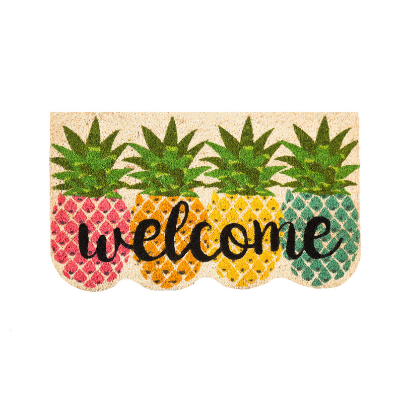 Evergreen Floormat,Colorful Pineapples Shaped Coir Mat,15.75x27.56x0.59 Inches