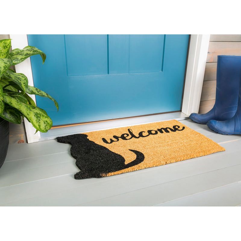 Evergreen Flag Dog Welcome Shaped Coir Mat - 28 x 1 x 16 Inches