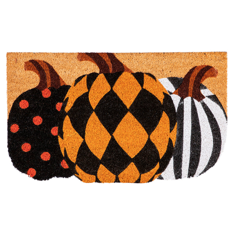 Evergreen Floormat,Pattern Pumpkins Shaped Coir Mat,30x0.59x18 Inches