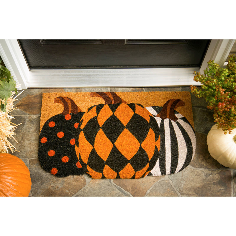 Evergreen Floormat,Pattern Pumpkins Shaped Coir Mat,30x0.59x18 Inches