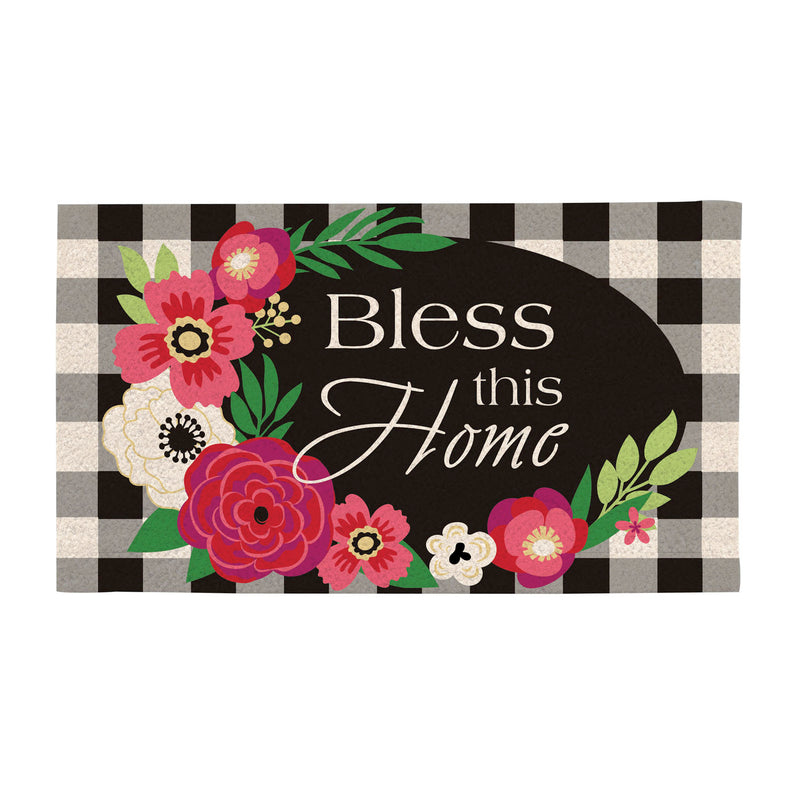 Evergreen Floormat,Plaid Bless This Home Coir Mat,28x0.56x16 Inches