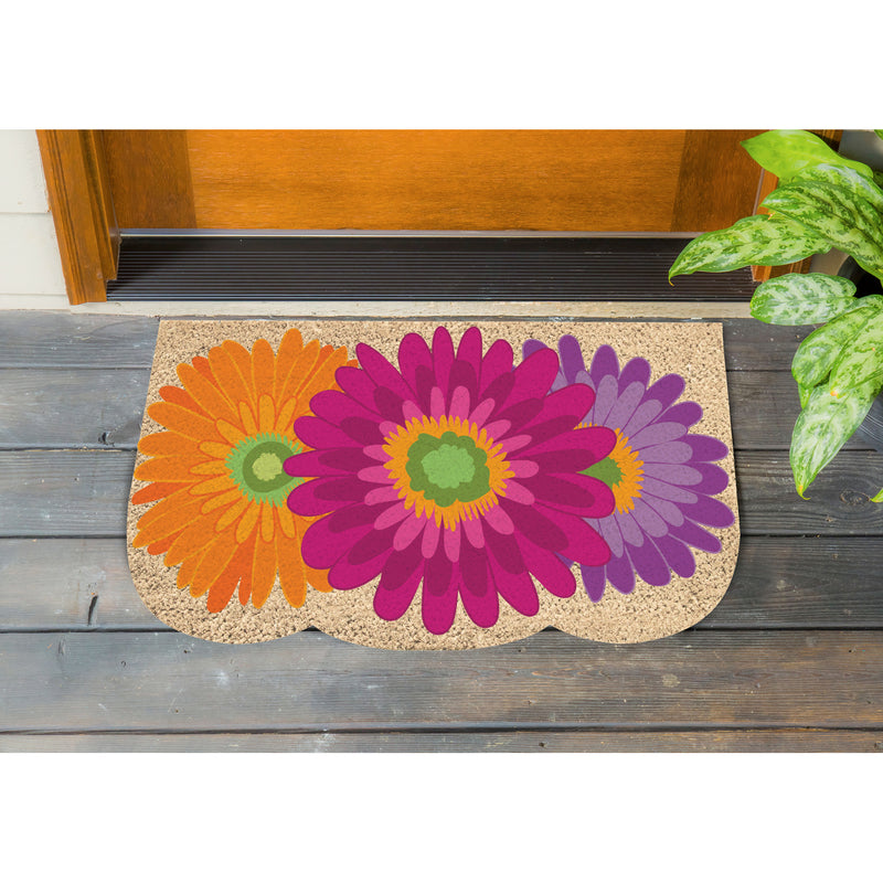 Evergreen Floormat,Gerbera Daisies Shaped Coir Mat,18x30x0.56 Inches