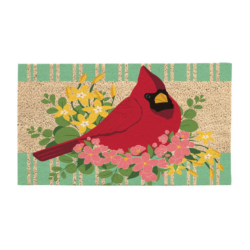 Spring Floral Cardinal Coir Mat,2rm768