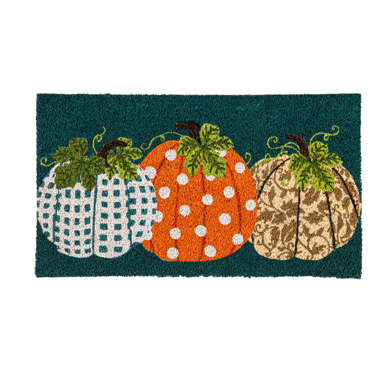 Evergreen Floormat,Patterned Pumpkins Coir Mat,28x0.59x16 Inches