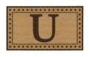 Monogram Flocked Coir  Vintage Tile Mat, Letter U,2rmc1296mu