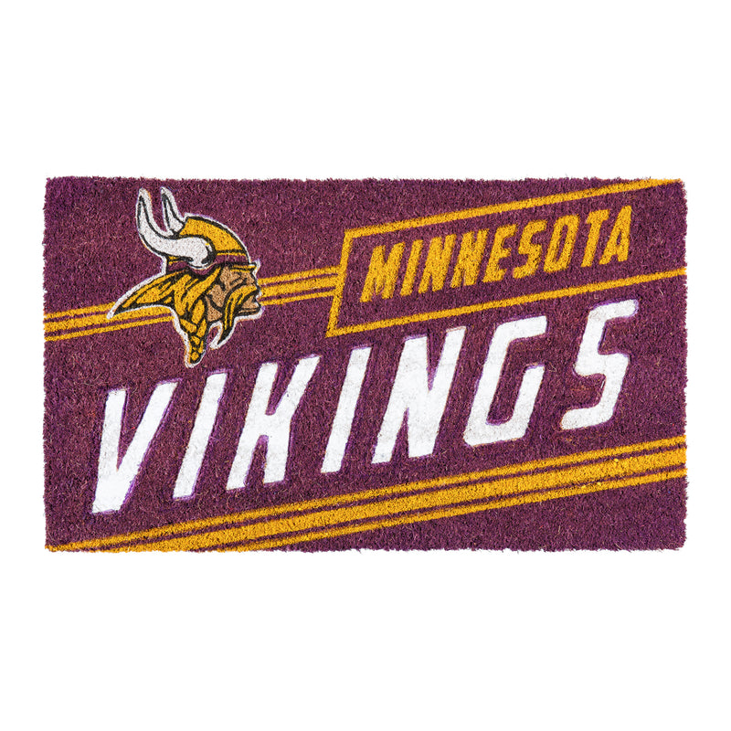Team Sports America NFL Minnesota Vikings Eco-Friendly Durable Coconut Fiber Coir Punch Floor Mat - 16" Long x 28" Wide
