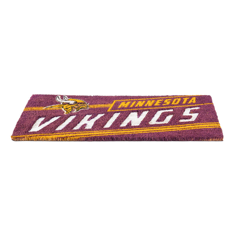 Team Sports America NFL Minnesota Vikings Eco-Friendly Durable Coconut Fiber Coir Punch Floor Mat - 16" Long x 28" Wide