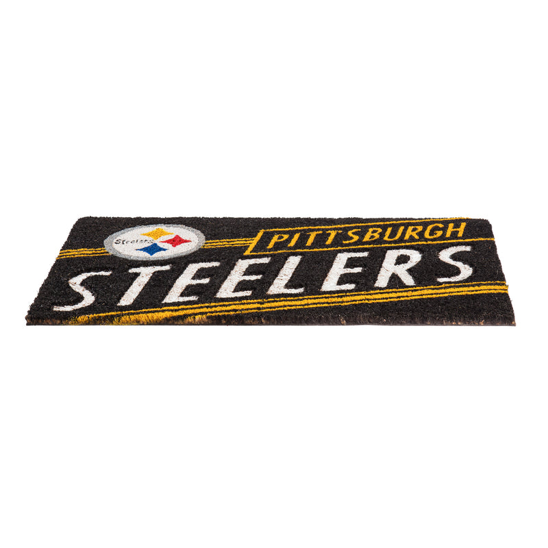 Team Sports America NFL Pittsburgh Steelers Eco-Friendly Durable Coconut Fiber Coir Punch Floor Mat - 16" Long x 28" Wide