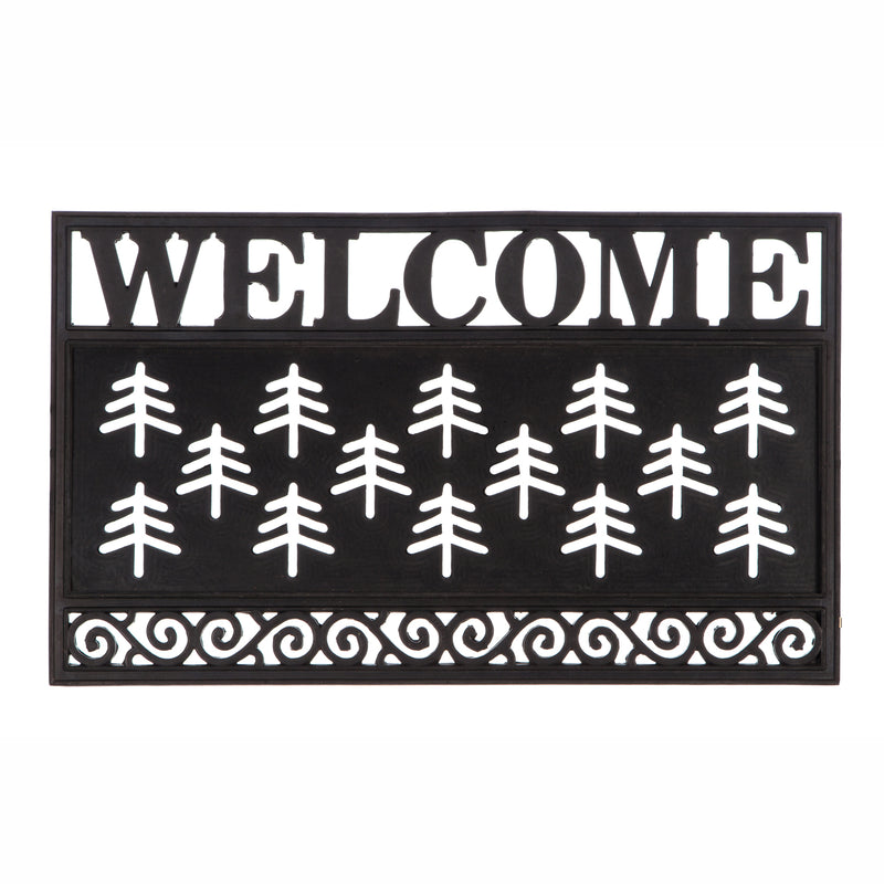 Evergreen Floormat,Welcome Scroll Coir Switch Mat Tray,30x18x0.5 Inches