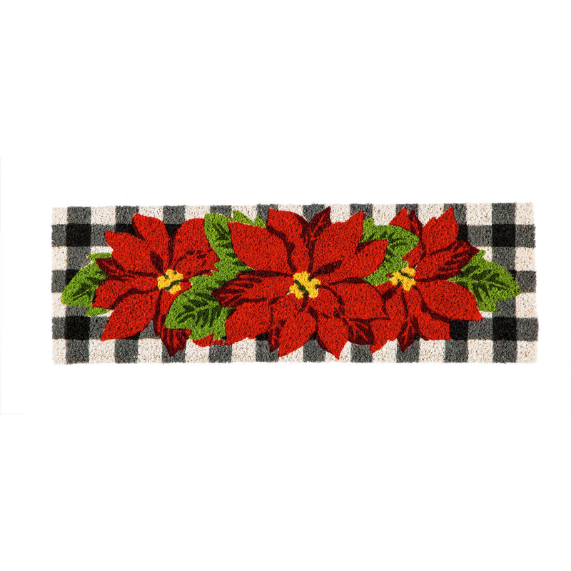 Evergreen Floormat,Buffalo Plaid Poinsettias Kensington Switch Mat,28.25x0.59x9.25 Inches